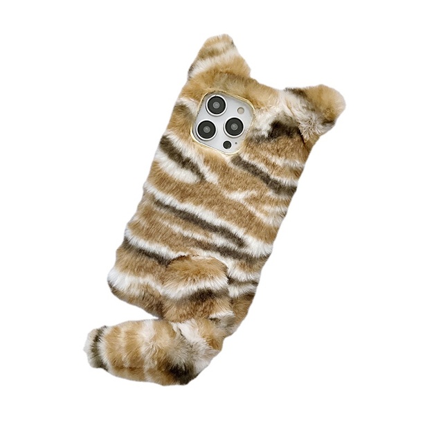 Cute Bengal tiger pattern plush phone case for iPhone 14  pro max  shockproof new arrival Lovely Soft plush