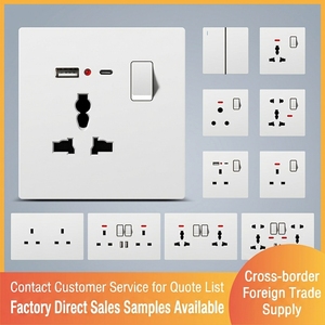 <span class=keywords><strong>Prise</strong></span> électrique britannique standard 86, trois trous, double USB, panneau d'alimentation, multifonctionnel, gris, 13A - Product Image 5