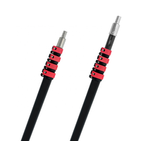Perche télescopique avec système de verrouillage rouge, poignée d'extension en aluminium robuste pour brosse de nettoyage, embout fileté en métal, facile à utiliser