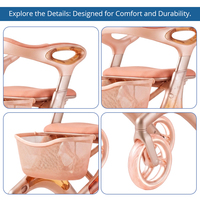 Déambulateur en fibre de carbone au design nouveau pour les personnes âgées, couleur or rose, design épuré, léger, aide à la marche Relaxsmith CR3104 CE