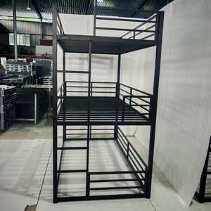 <span class=keywords><strong>Lit</strong></span> superposé double XL triple avec garde-corps Cadre en acier robuste pour dortoirs adolescents <span class=keywords><strong>Lit</strong></span> superposé <span class=keywords><strong>empilable</strong></span> en métal à 3 niveaux pour chambres partagées - Product Image 3