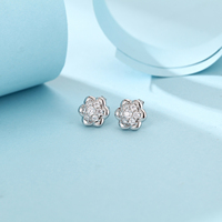 Anting-anting Stud Wanita Perak Sterling 925 Terlaris dengan Hiasan Bunga dan Moissanite VVS, Grosir Perhiasan dengan Sertifikasi GRA