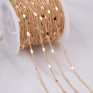 Accessoires de bijouterie exquis, plaqué or 14 carats/<span class=keywords><strong>argent</strong></span> 925, chaîne gourmette de 1,3 mm avec paillettes <span class=keywords><strong>en</strong></span> forme de cœur pour la fabrication de bijoux DIY - Product Image 2