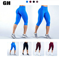 Celana Legging Yoga Premium Wanita GH New Sportswear XS-XL Bahan Nylon Spandex, Model Longgar, Pinggang Tinggi, Lipat, Kaki Lebar