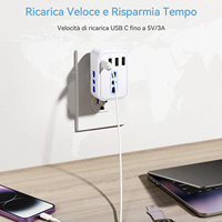 Adaptateur de voyage US Reisende avec 3 ports USB-A et 1 port Type-C, protection de sécurité pour les prises, 250V 10A, personnalisable OEM