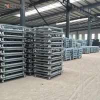 Conteneurs et cages de stockage pliables, durables et empilables en fil d'acier galvanisé pour le stockage en entrepôt
