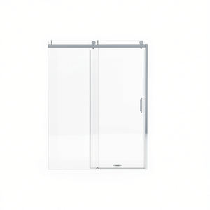 Porte de douche coulissante simple sans cadre 56 x 76 pouces, verre trempé de 1/4 pouce, fermeture douce, finition chromée - Product Image 1