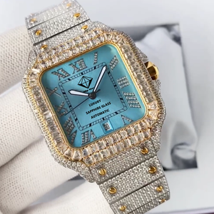 Liquidation Vente Hip Hop Iced Out Montre <span class=keywords><strong>Luxe</strong></span> Top Moissanite Verre Saphir Montre Mécanique pour Hommes - Product Image 2