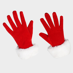 <span class=keywords><strong>Guanti</strong></span> da Babbo Natale in Velluto Rosso con Polsini Pelosi Bianchi per <span class=keywords><strong>Bambina</strong></span>, Accessori per Abbigliamento Natalizio - Product Image 1