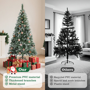 Aigostar lusso 180cm albero di natale bianco nevoso artificiale 650 rami frondosi 43 pigne naturali decorazioni natalizie in metallo - Product Image 4