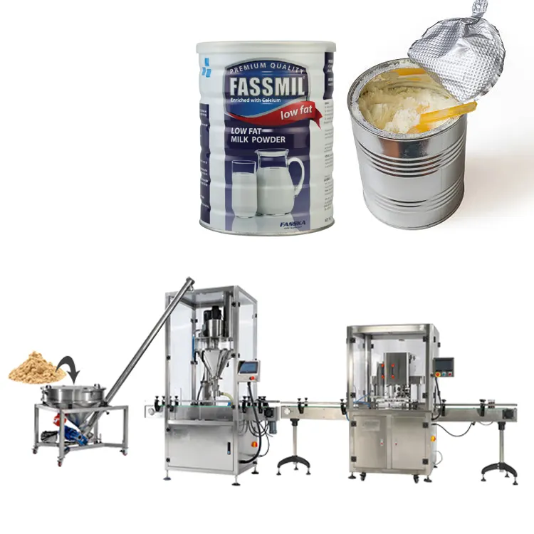 Full Automatic 400G 1KG 2KG Milk Powder Tin Can Filling Packing Machine Protein Powder Bottle Filling Packaging Machine