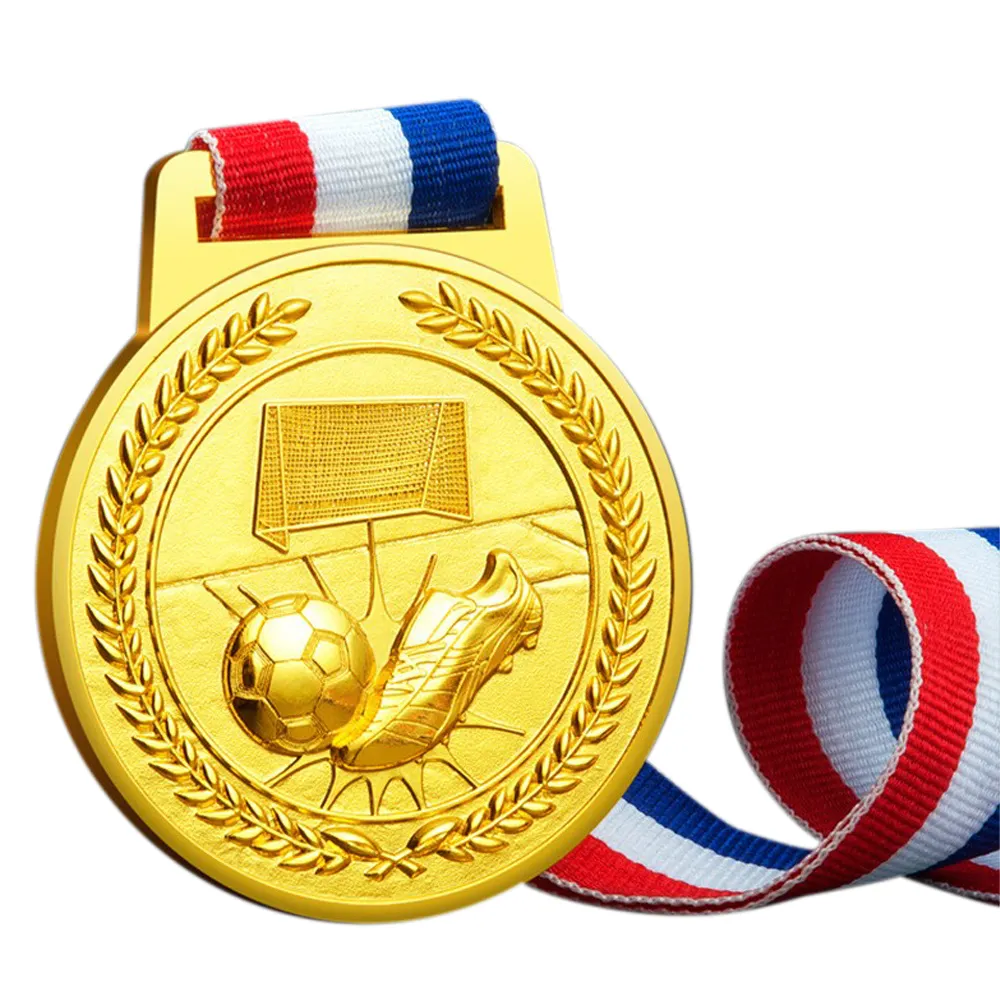 Kupfer beschichtete Gold Custom 3D Double Logo Medaille Fußball Sport Award Medaille