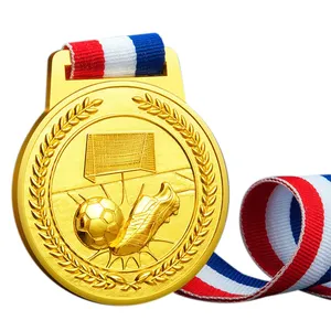 कॉपर मढ़वाया सोने कस्टम 3D डबल लोगो पदक फुटबॉल खेल पुरस्कार पदक