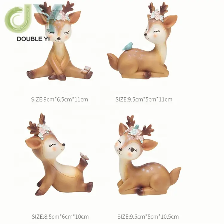 Wholesale Lovely Home Decoration Resin Deer Ornaments Creative Fawn Car Decoration Accessories Table Ornament