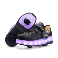 Enfants chaussures à roulettes rétractables en gros baskets de patinage en plein air pour enfants lumière LED clignotant 2 chaussures de roue