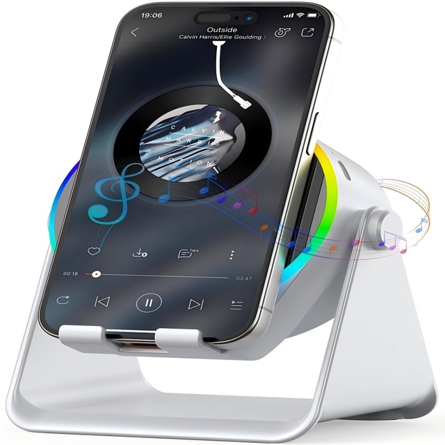 Hot Selling Rgb Led Lighting Home Use Wireless Speaker With Hd Surround Sound Anti-slip Base 5w Output Power Cell Phone Stand