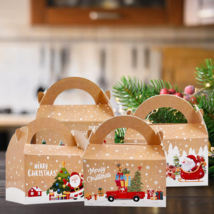 Boîtes cadeaux en papier kraft pour gâteaux et biscuits de Noël, motif Père Noël, vente en gros - Product Image 1