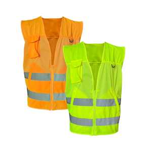 Rompi Keselamatan Visibilitas Tinggi Hi Vis ANSI Kelas 2, Dapat Disesuaikan, untuk Pengawas Lalu Lintas, Reflektif, Keamanan, 3 Kantong untuk Pekerja - Product Image 1