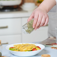Support de rangement pour épices en verre carré de cuisine avec bouchons en bambou naturel, récipient à condiments