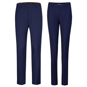 Women's Navy Blue Twill Dress Pants For Daily Wear Polyester Fiber Workwear - Product Image 1
