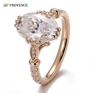 แหวนเพชรโมอิสซาไนต์ทรงรี ดีไซน์เนอร์ ทำมือ ปรับแต่งได้ ทองคำ 18K 14K 10K สีเหลือง สำหรับงานแต่งงาน งานหมั้น แหวนสวยงามสำหรับผู้หญิง - Product Image 1