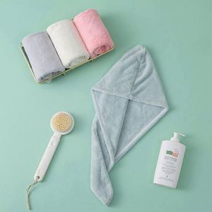 Wholesale Super Absorbent Microfiber Bath Dry Hat Cap Head <b>Wrap</b> Turban Hair Drying Towels With Button for Women - Product Image 6