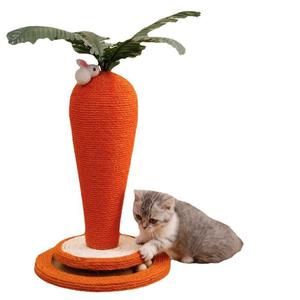 Griffoir pour chat en rotin vertical résistant à l'usure et non-déchirable, jouet aiguiseur de griffes en forme de champignon en lin - Product Image 3