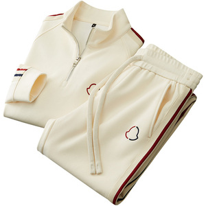 Completo Sportivo Lusso Leggero da <span class=keywords><strong>Uomo</strong></span>: Maglione Invernale Casual alla Moda con Mezza Zip e Pantaloni Dritti a Blocchi di Colore - Product Image 5