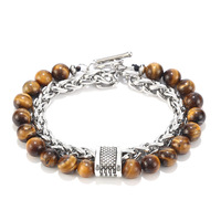 Cooles Damen armband für Herren mit natürlichen Edelstein perlen Edelstahl Zink legierung Healing Crystal Metal Link für Hochzeits geschenke