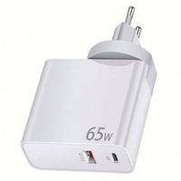 Chargeurs rapides avec prises US, UK, EU, AU, double port USB 1U1C, 65W, chargeur mural pour ordinateur portable, chargeur mural 65W Gan