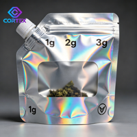 Sacs Mylar personnalisés holographiques en stock, découpés sur mesure, pour emballage de biscuits 1g, 2g, 3.5g