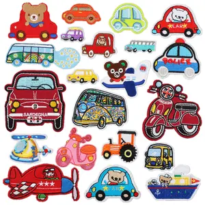 New Design Sew On Patches Garment Embroidery Patches Cartoon Car Custom Embroidered Logo for Kids