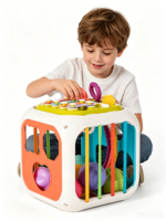 Cube d'activités Montessori 6 en 1 pour bébé avec xylophone, trieur de formes, bac sensoriel pour les tout-petits de 6 à 18 mois, cadeaux éducatifs