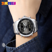 SKMEI 2049 Jam Tangan Olahraga Digital Quartz 3 Waktu untuk Pria, Arloji Pria Tahan Air LED Elektronik Relogio Masculino