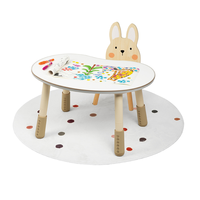 Table et chaise en bois pour enfants Ensembles de meubles de maison lapin Table d'activité à hauteur réglable avec couverture