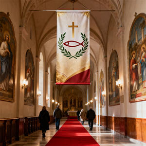 OEM ODM пользовательский портативный церковный флаг баннер цифровой печати водонепроницаемый многоразовый религиозный виниловый баннер для украшения - Product Image 1