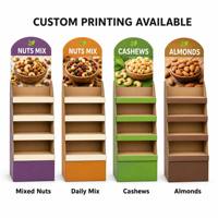 Présentoir rotatif en carton avec éclairage LED pour mélange de noix et de fruits secs, quatre niveaux, pliable, portable, logo personnalisé pour supermarché