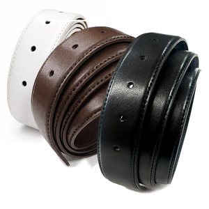 Korea Made Genuine Cowhide Leather Replacement <b>Belt</b> Strap 130cm No Buckle Model 5H-33-130-Flat Black Brown White <b>Plus</b> <b>Size</b> - Product Image 2