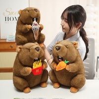 Peluche douce et moelleuse de marmotte, adorable peluche de capybara avec accessoires alimentaires pour cadeaux d'enfants