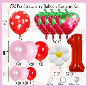 Kit de guirlande d'<span class=keywords><strong>arche</strong></span> de ballons BLN pour fête prénatale, mariage, anniversaire, thème <span class=keywords><strong>princesse</strong></span> fraise rose, pour fille de 1 an - Product Image 4