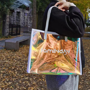 Sac fourre-tout en PVC personnalisé, écologique, durable, avec poignée en corde, pour le shopping, prix direct - Product Image 3