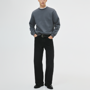 Sweat-shirt en polaire biologique Sweatshirts unisexes personnalisés Pull surdimensionné en pur coton Vêtements à col rond naturels pour hommes - Product Image 1