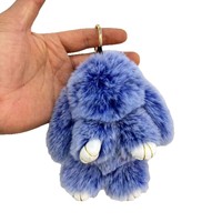 Pendentif Lapin en Peluche Doux et Mignon de 15cm/18cm avec Pompon en Fausse Fourrure pour Voiture, Sac ou Porte-clés