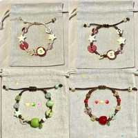 Appelparadijs Handgeweven Niche Kleurrijke Kraal Armband met Knopen Schattig Zoet en Fris Damesgeschenk 2025 Nieuwe Aanwinst Sieraden