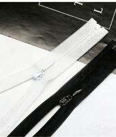 # 3 Fermetures éclair en nylon invisibles à extrémité ouverte, bord dentelle, noir et blanc, pour doudounes légères, oreillers et accessoires vestimentaires