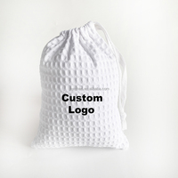 Sac à cordon en coton gaufré réutilisable, pochette en tissu gaufré, sac cadeau en coton avec logo personnalisé, sac à cordon en gros