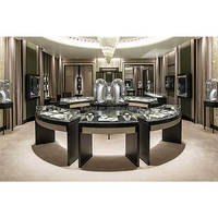 Vitrine ronde pour collier de bijouterie de centre commercial, mobilier de magasin de bijouterie personnalisé, comptoir de présentation en verre pour bijoux