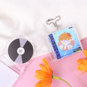 Personalized Mini Acrylic Keychain Music Album Keychains Key Ring Hanging Plastic Cartoon Keychain Custom Mini CD Album Acrylic - Product Image 3