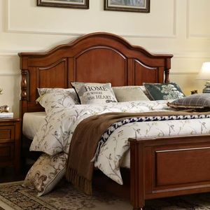 Solid 1.8 Meter & 1.5 <b>Beds</b> for King <b>Size</b> Hotel Villa American Retro Design Classical Wood BCV158 Solid Wood <b>Bed</b> <b>Frame</b> BCV158 - Product Image 4