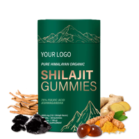 Gummies de Shilajit Pur Sauvage de l'Himalaya en Gros, Riches en Minéraux et Vitamines, Soutien Énergétique et Mémoire Cérébrale, Extraits Végétaux